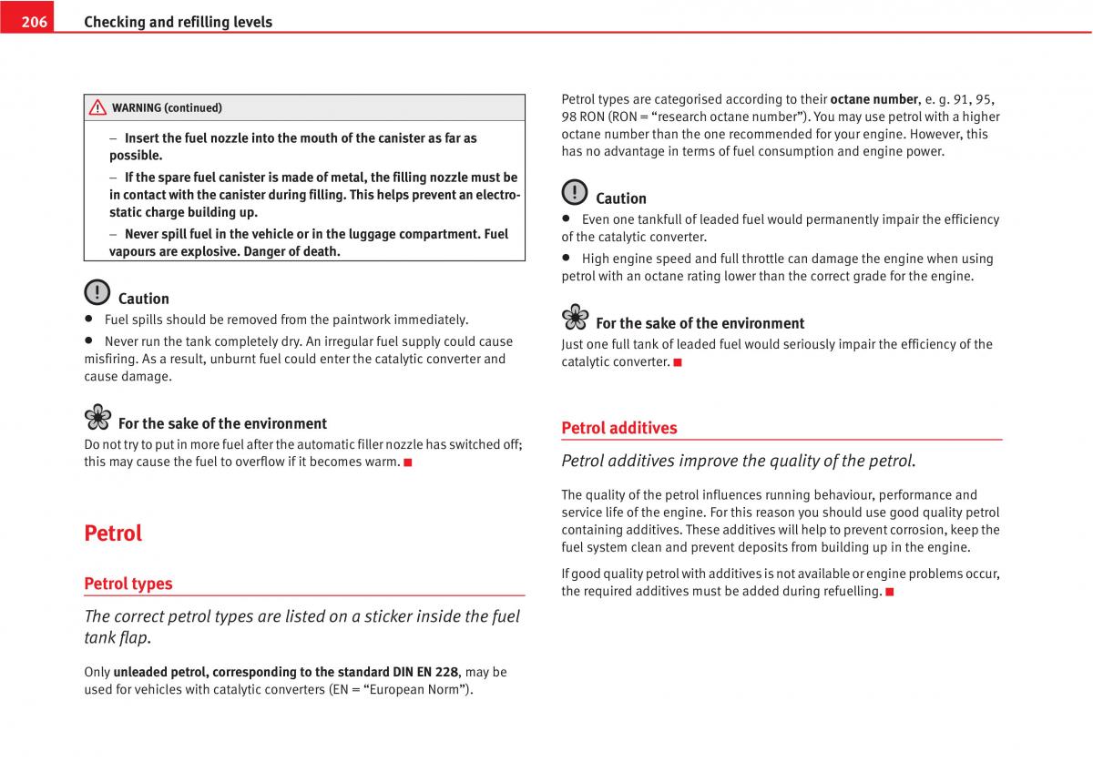 Seat Altea owners manual / page 208