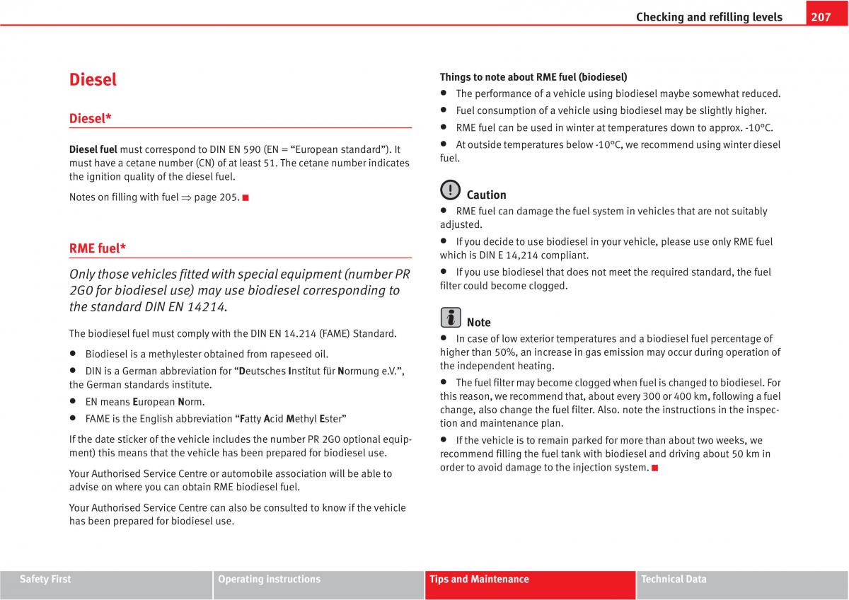 Seat Altea owners manual / page 209