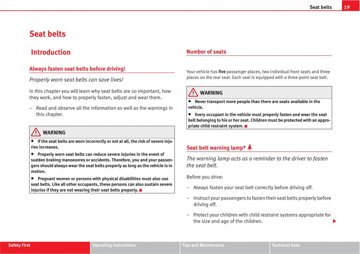 manual  Seat Altea owners manual / page 21