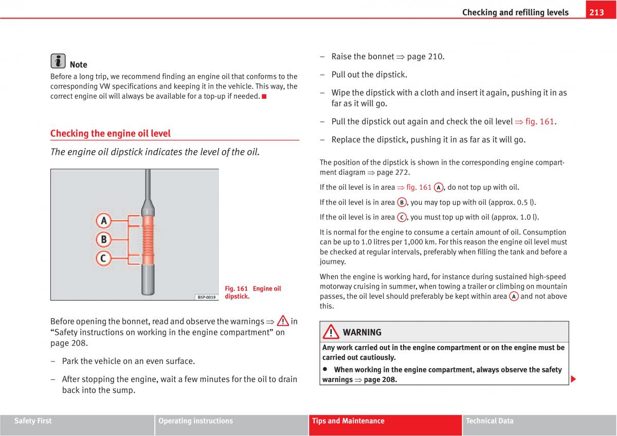 Seat Altea owners manual / page 215