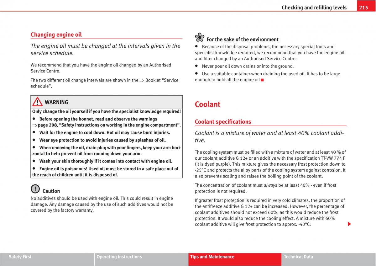 Seat Altea owners manual / page 217
