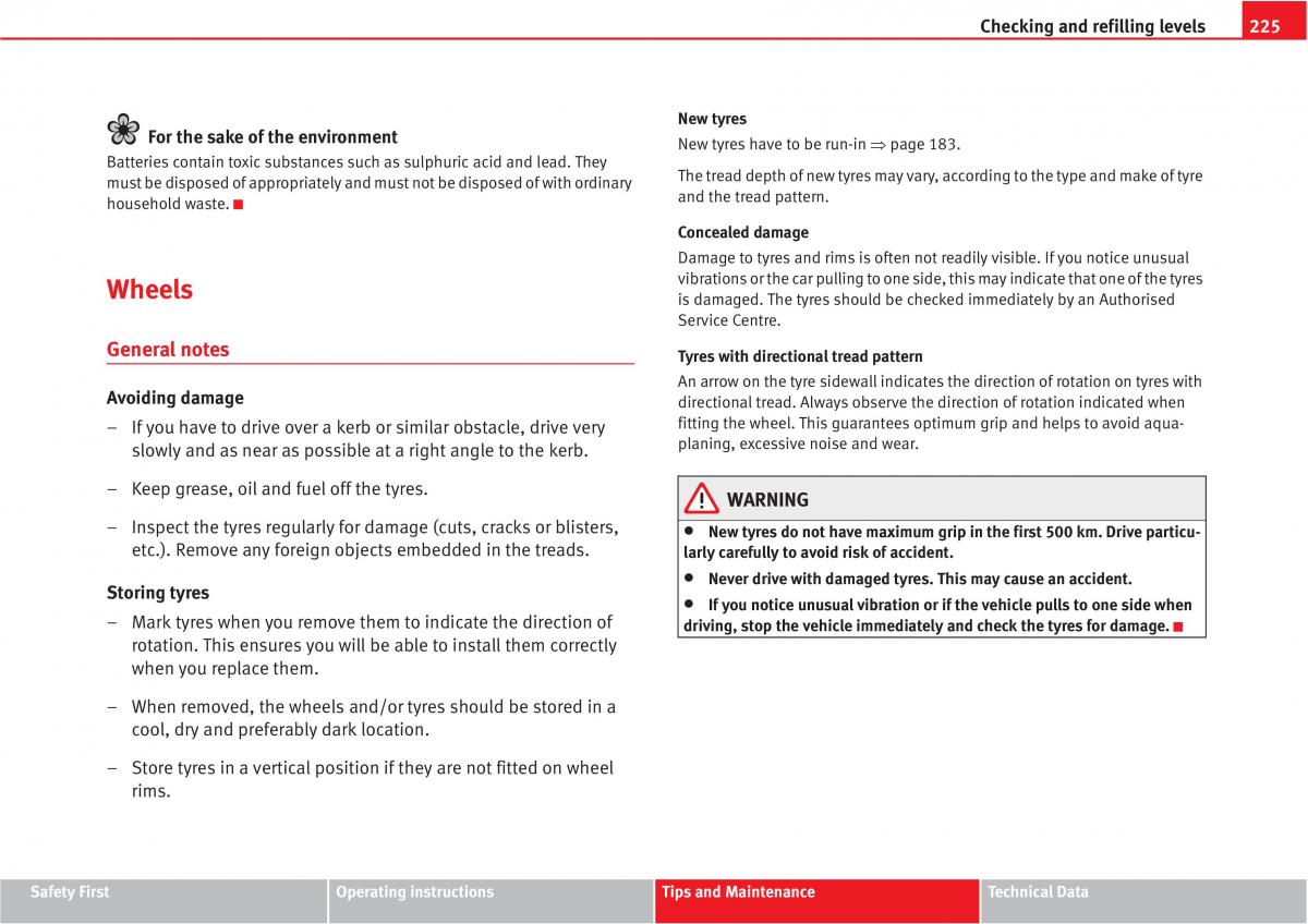 Seat Altea owners manual / page 227
