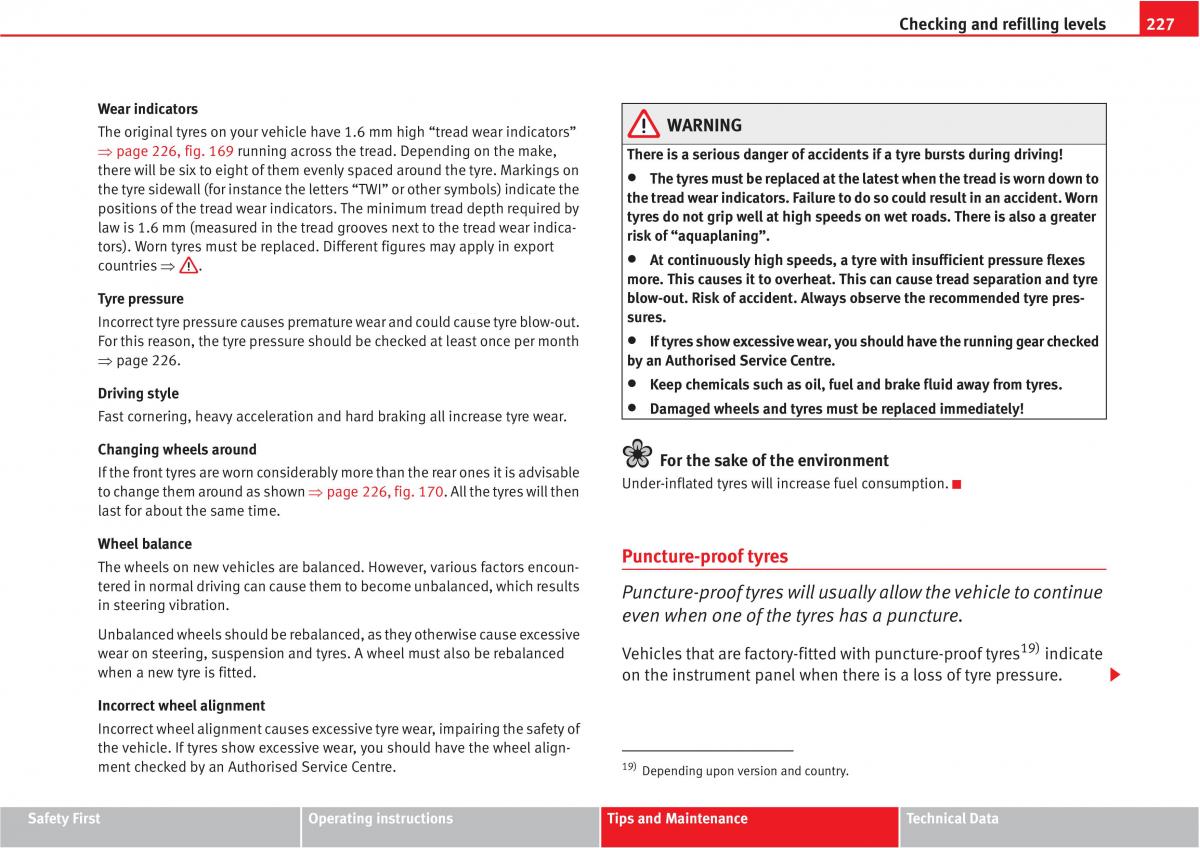Seat Altea owners manual / page 229
