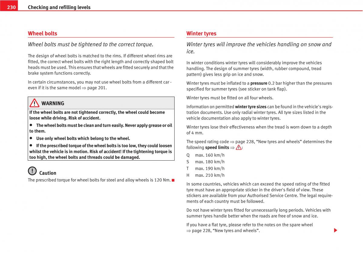 Seat Altea owners manual / page 232
