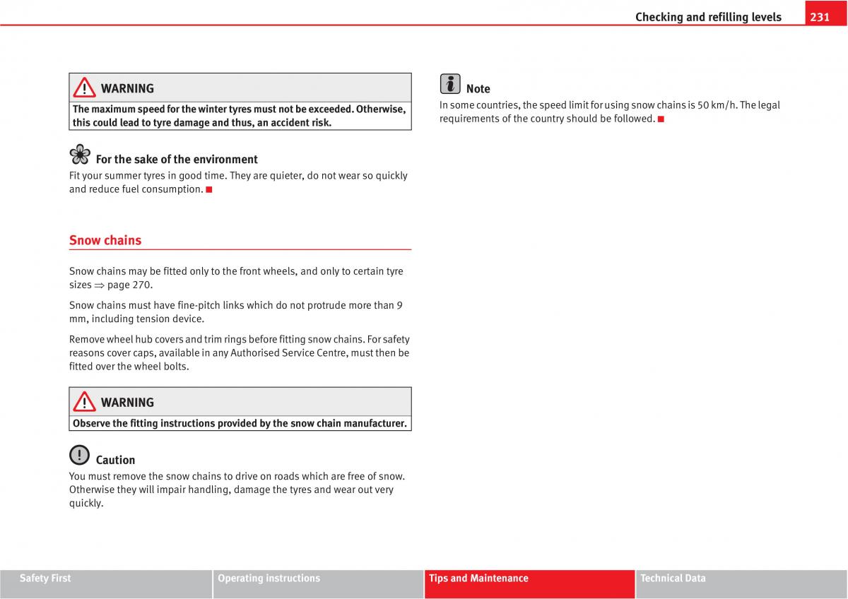Seat Altea owners manual / page 233