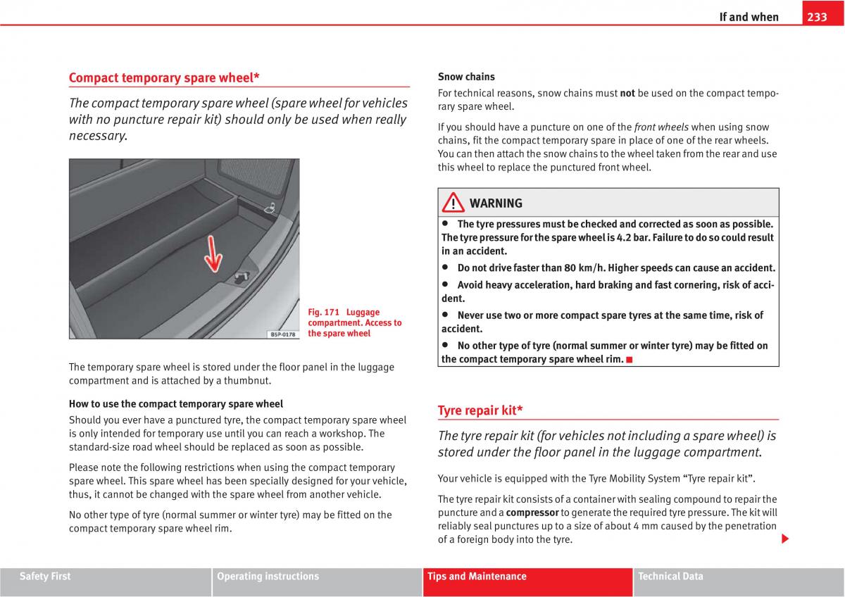 Seat Altea owners manual / page 235