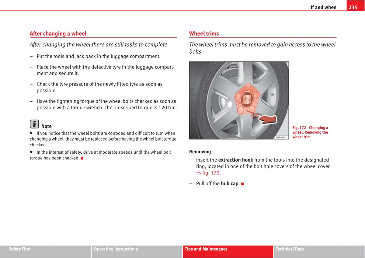 Seat Altea owners manual / page 237