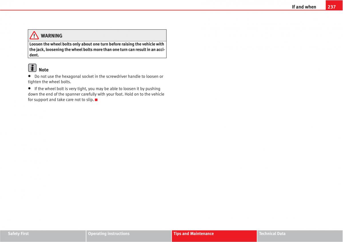 Seat Altea owners manual / page 239