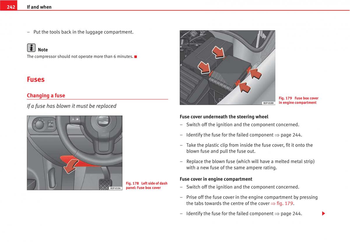 Seat Altea owners manual / page 244