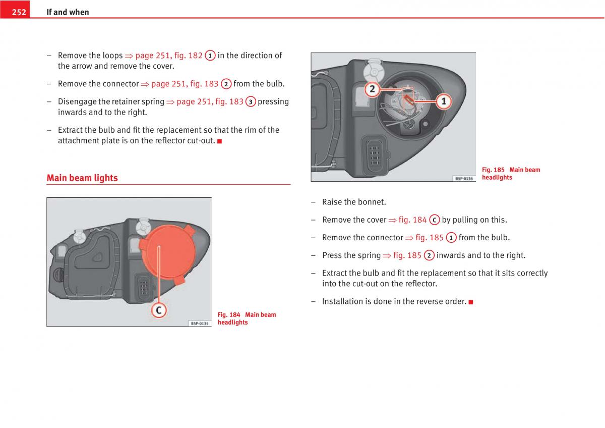 Seat Altea owners manual / page 254