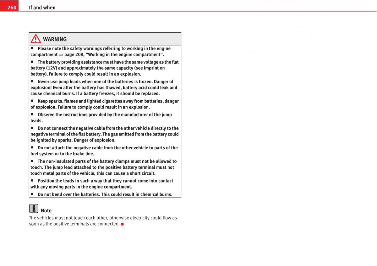 Seat Altea owners manual / page 262