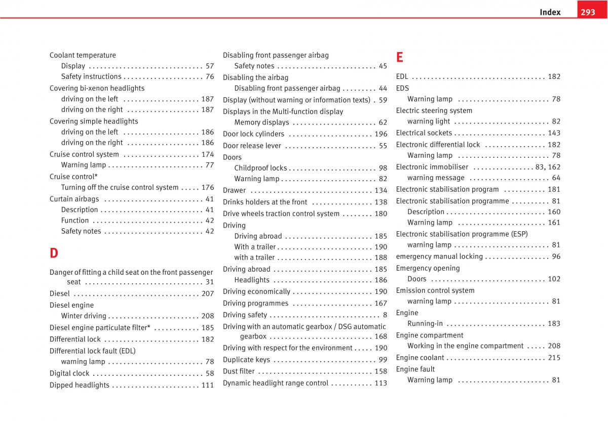 Seat Altea owners manual / page 295