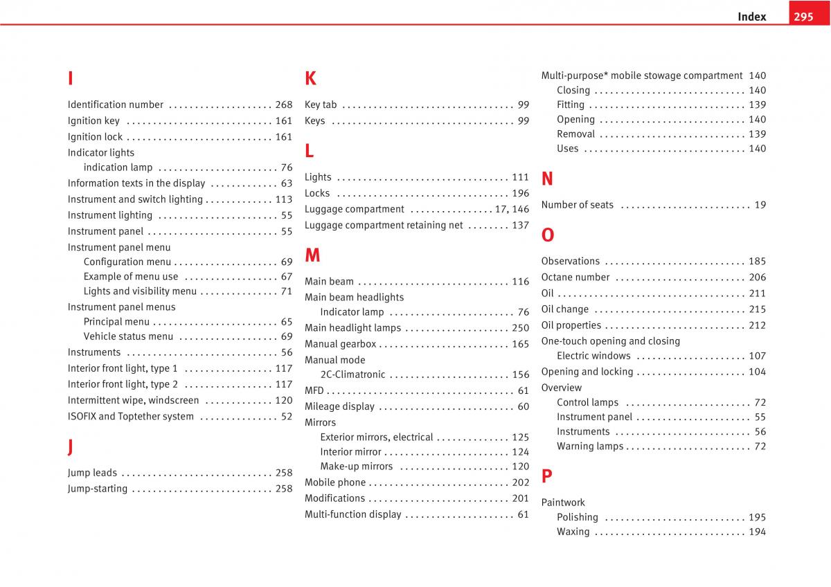 Seat Altea owners manual / page 297