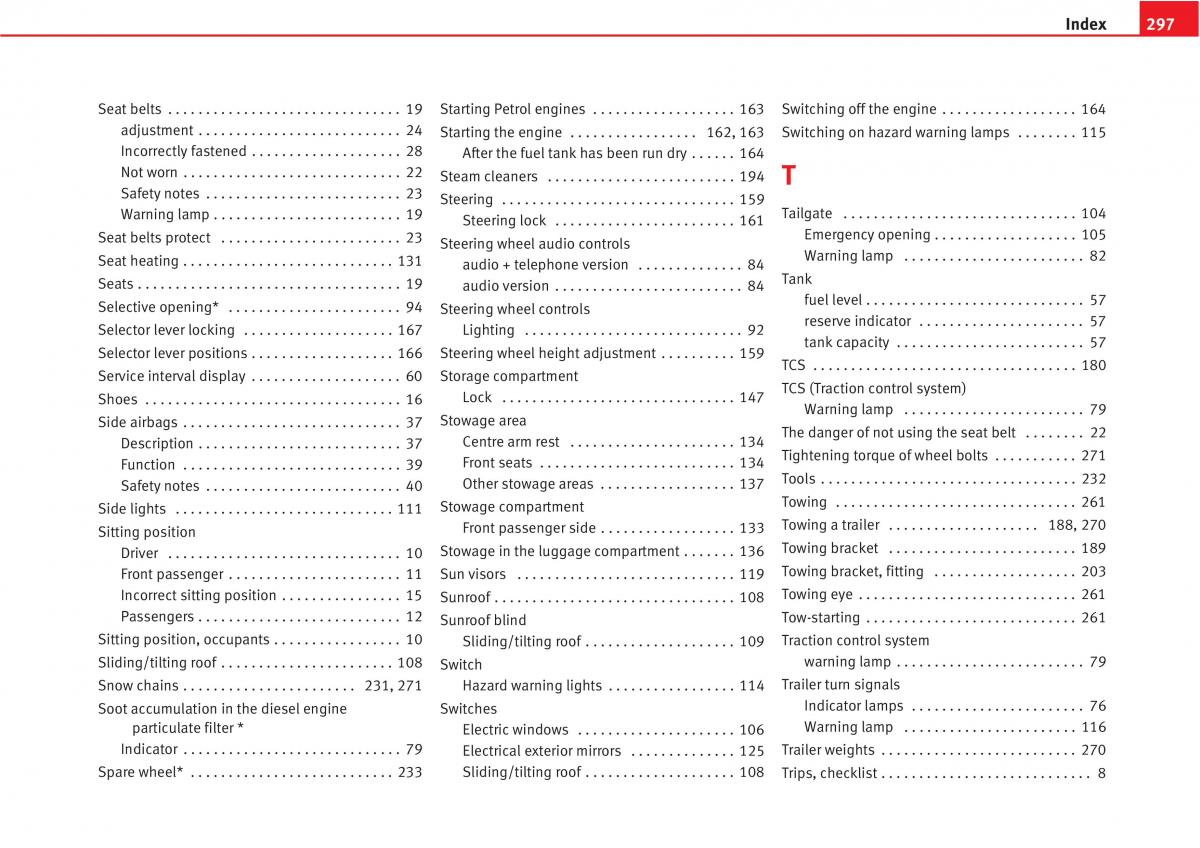 Seat Altea owners manual / page 299