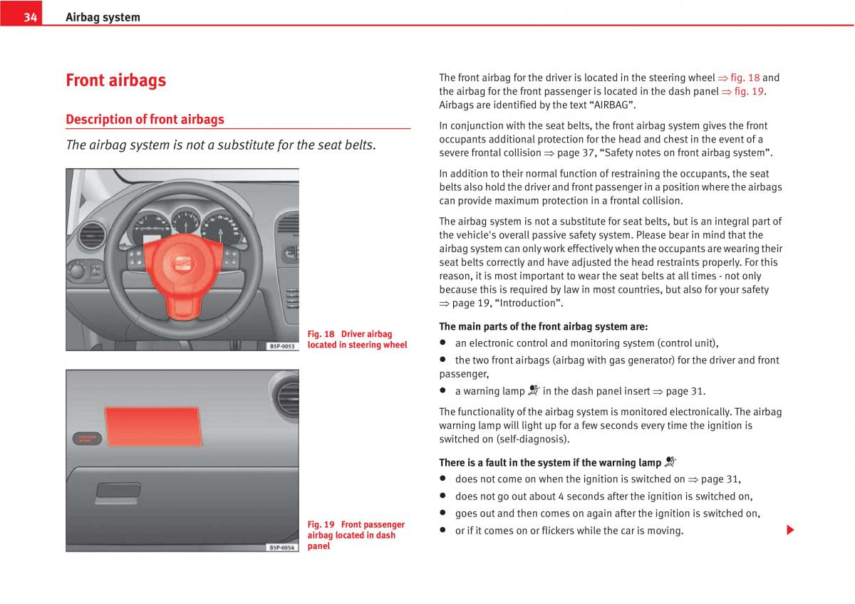 Seat Altea owners manual / page 36