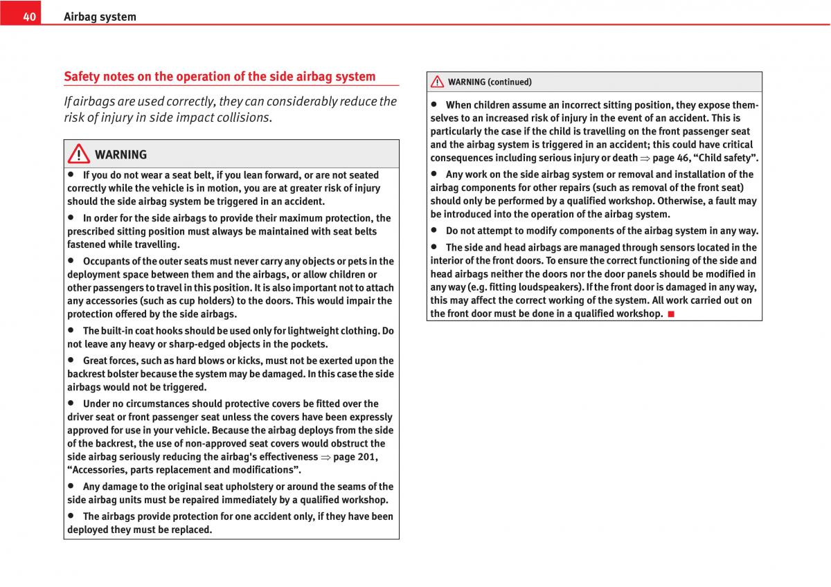 Seat Altea owners manual / page 42