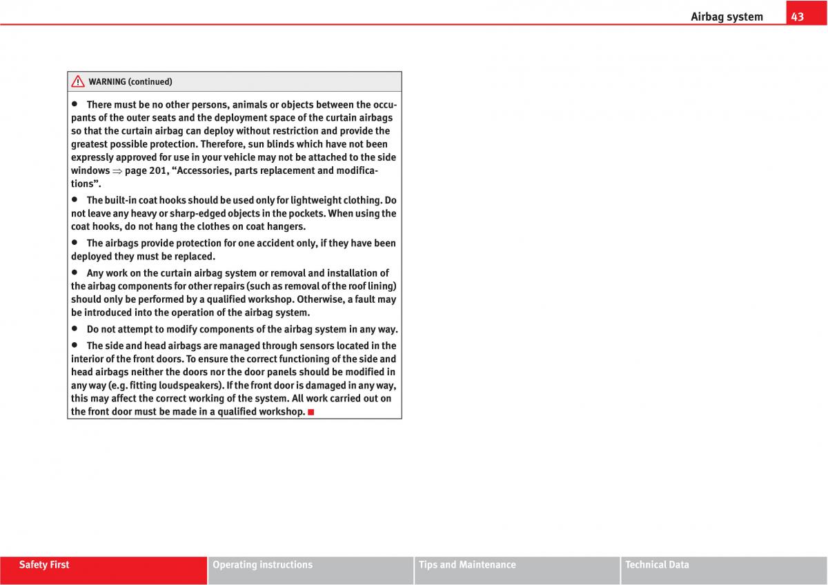 Seat Altea owners manual / page 45