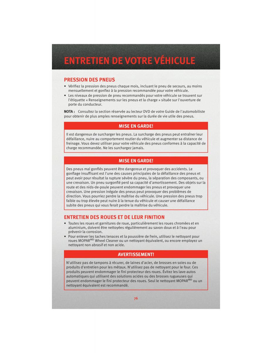 manual  Dodge Grand Caravan V 5 manuel du proprietaire / page 78