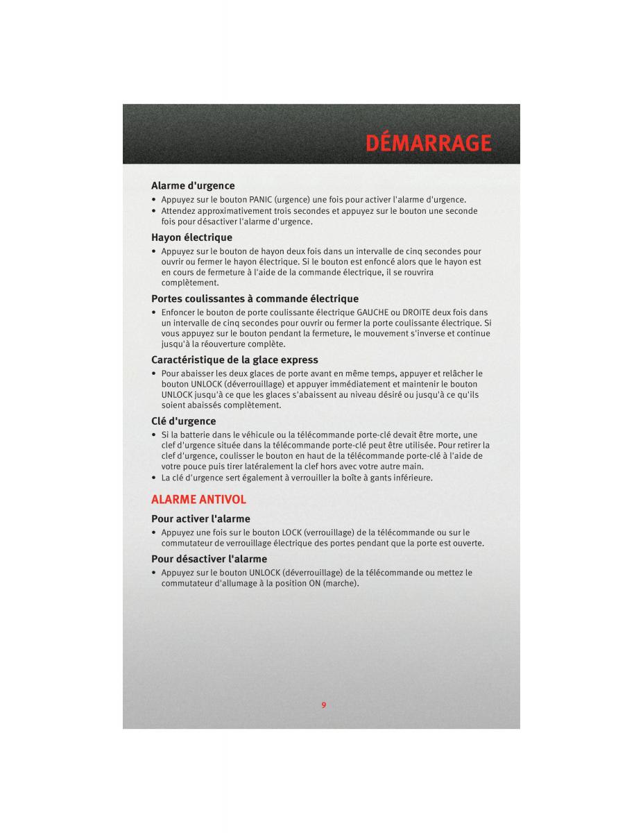 manual  Dodge Grand Caravan V 5 manuel du proprietaire / page 11