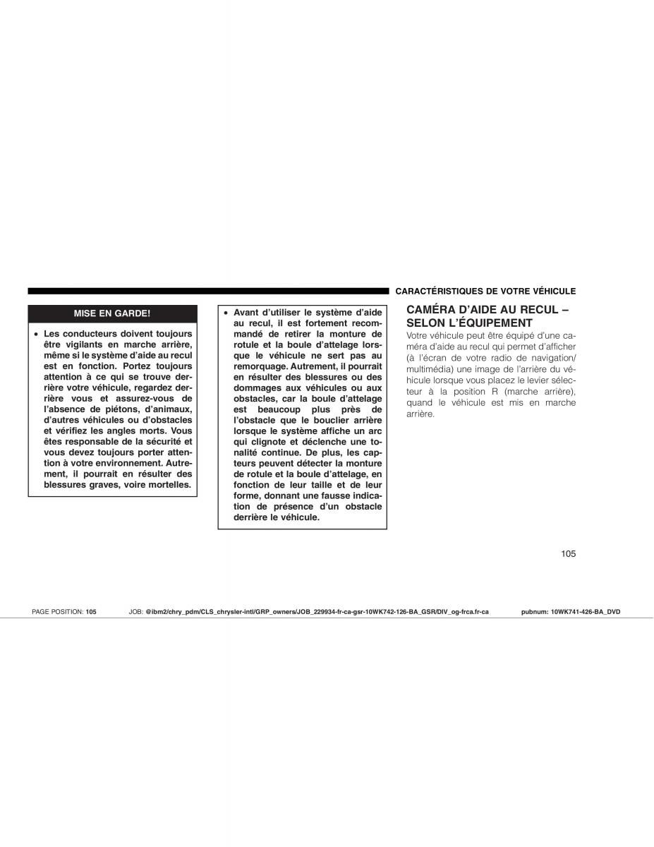 Jeep Grand Cherokee WK WH SRT8 manuel du proprietaire / page 105