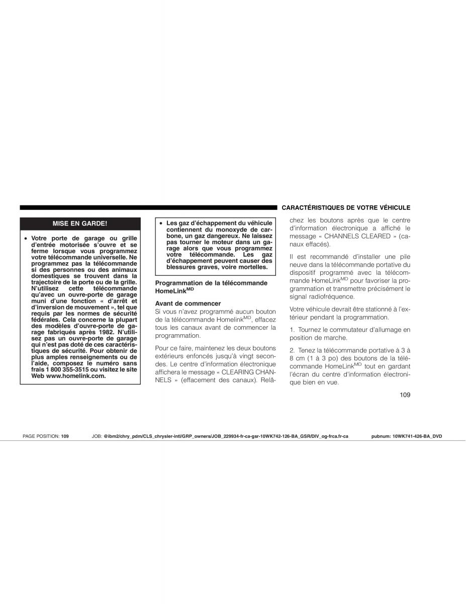 Jeep Grand Cherokee WK WH SRT8 manuel du proprietaire / page 109
