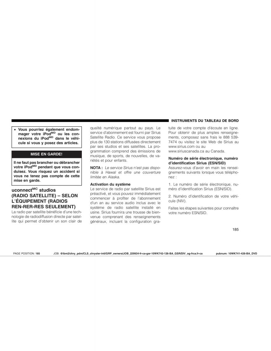 Jeep Grand Cherokee WK WH SRT8 manuel du proprietaire / page 185