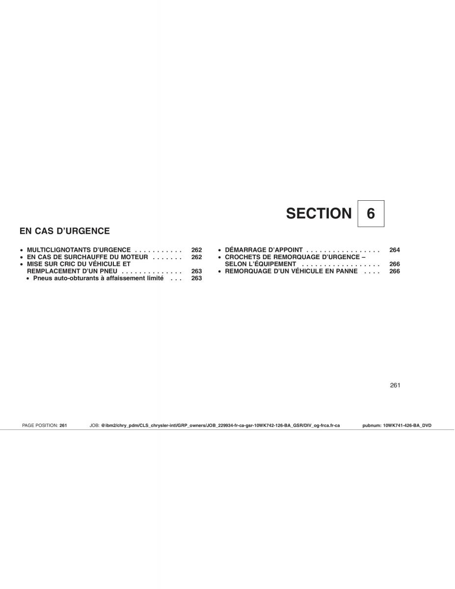 Jeep Grand Cherokee WK WH SRT8 manuel du proprietaire / page 261