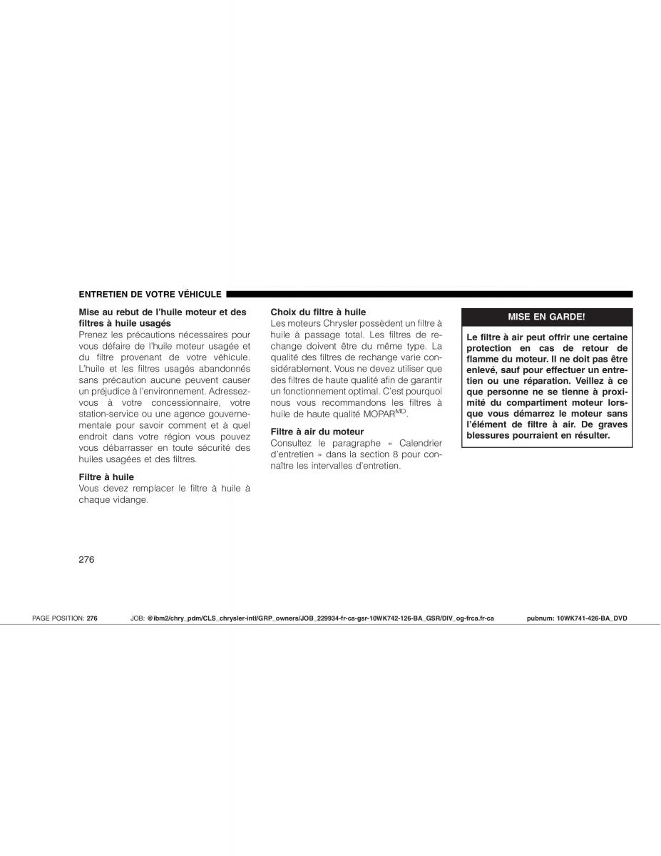 Jeep Grand Cherokee WK WH SRT8 manuel du proprietaire / page 276