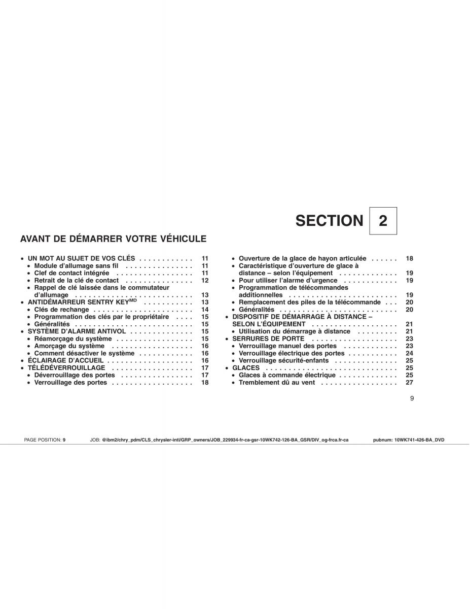 Jeep Grand Cherokee WK WH SRT8 manuel du proprietaire / page 9