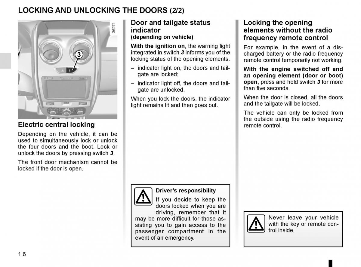 Dacia Duster owners manual / page 12