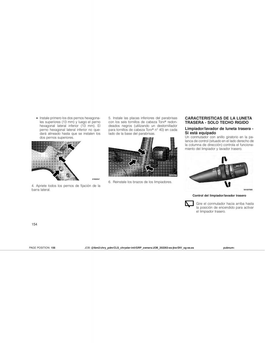 Jeep Wrangler JK manual del propietario / page 156