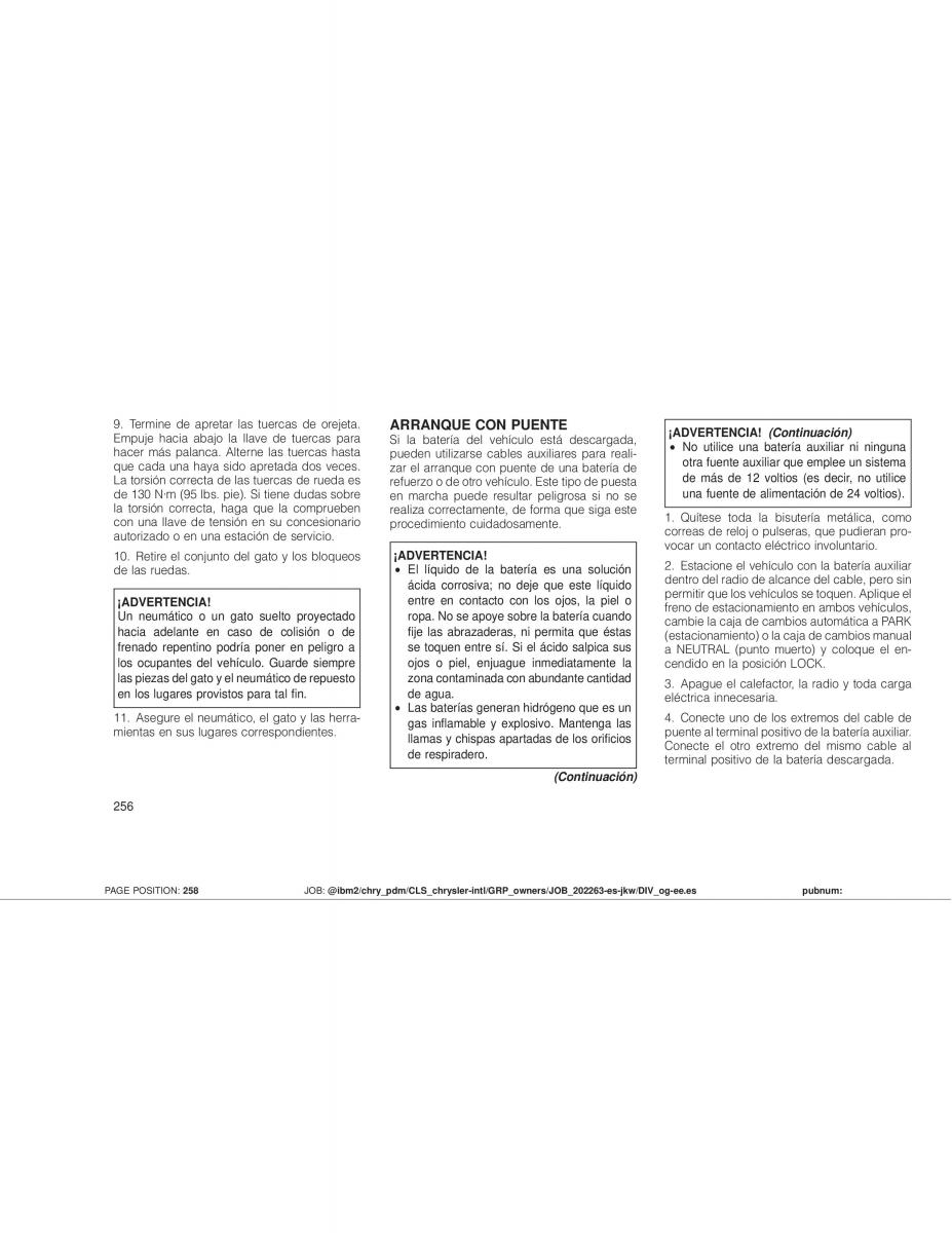 Jeep Wrangler JK manual del propietario / page 258