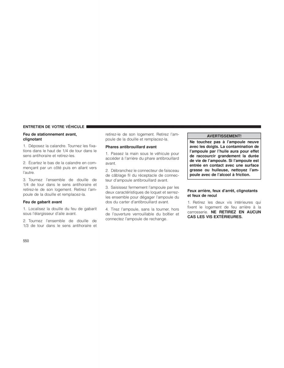 Jeep Wrangler JK manuel du proprietaire / page 552