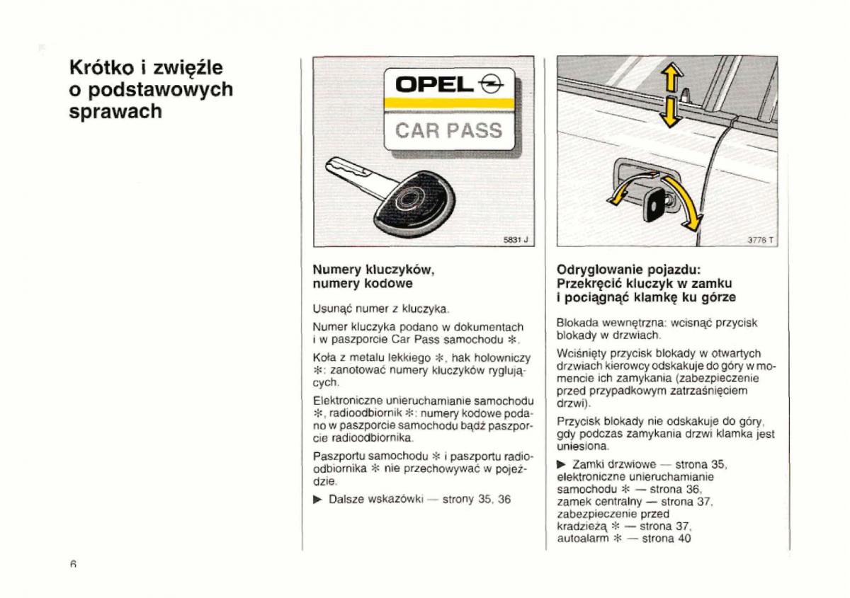Opel astra I 1 F instrukcja obslugi / page 6