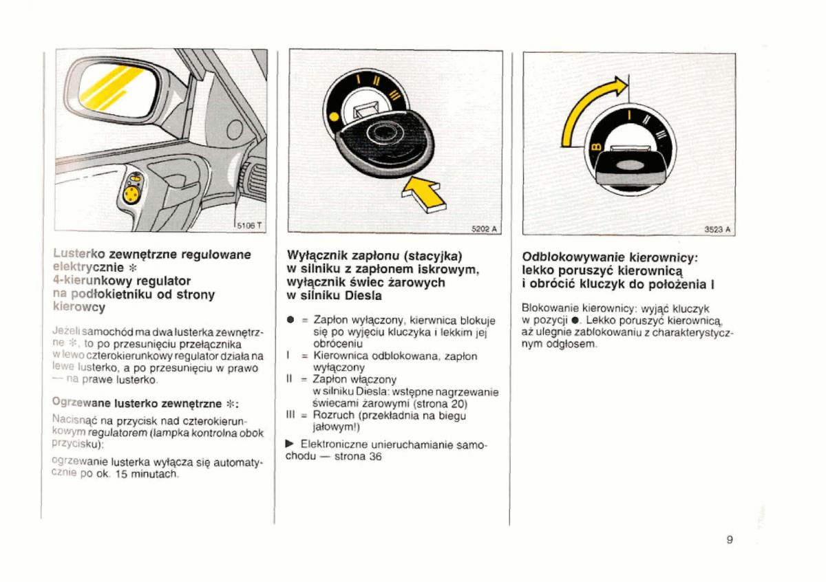 Opel astra I 1 F instrukcja obslugi / page 9