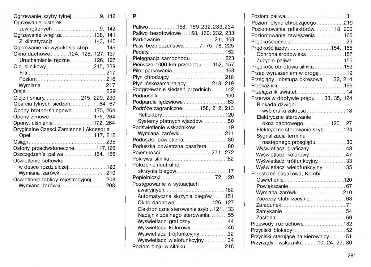 Opel Astra II 2 G instrukcja obslugi / page 282