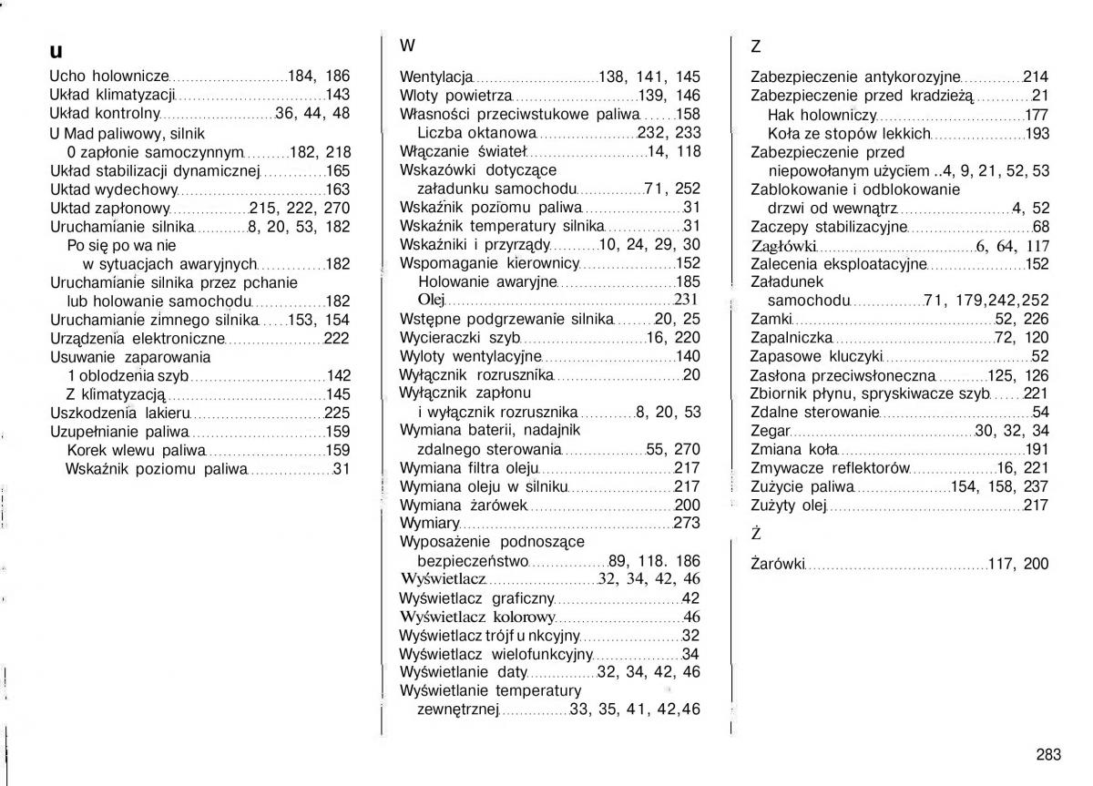 Opel Astra II 2 G instrukcja obslugi / page 284