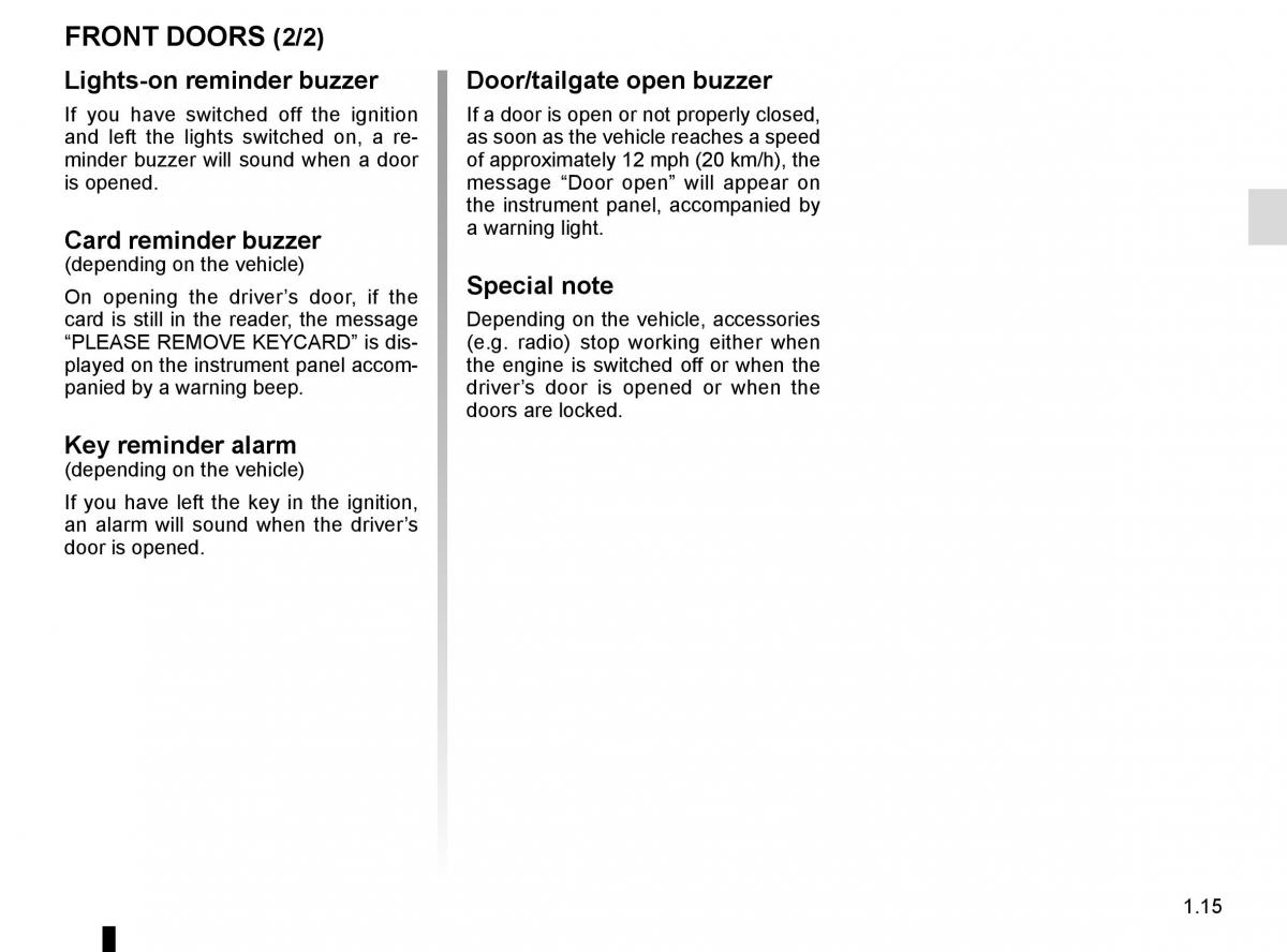 Renault Trafic III 3 owners manual / page 21