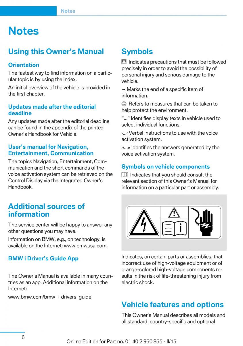 BMW i3 owners manual / page 22