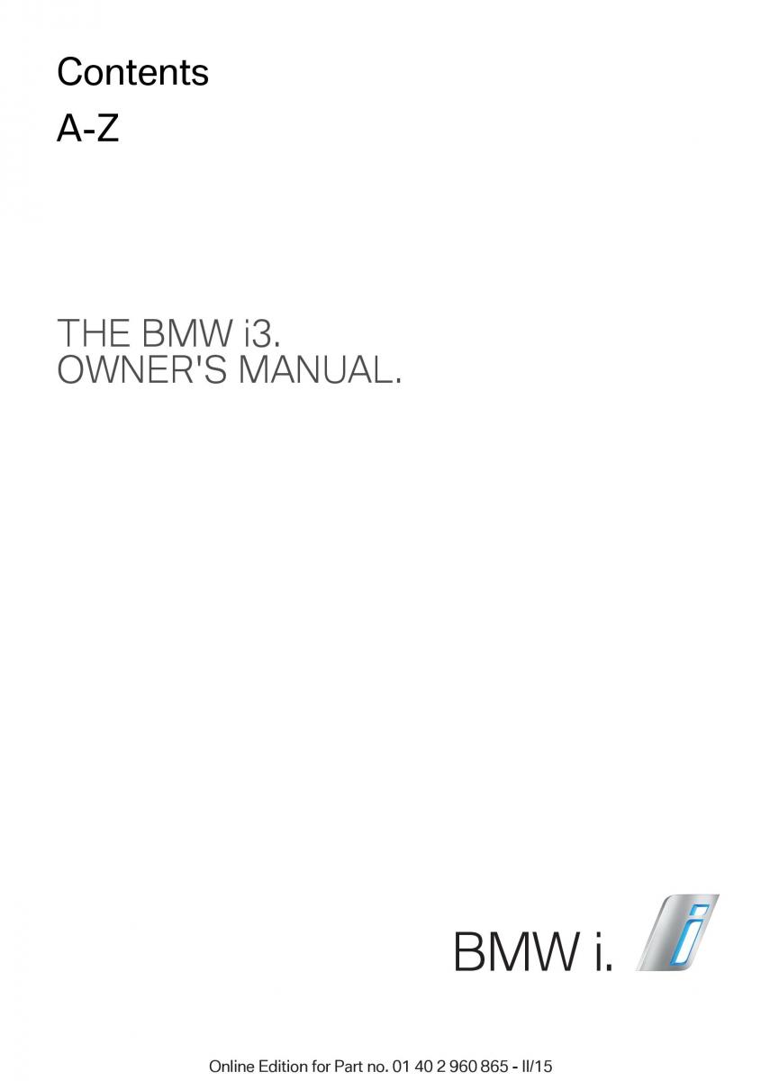 BMW i3 owners manual / page 1