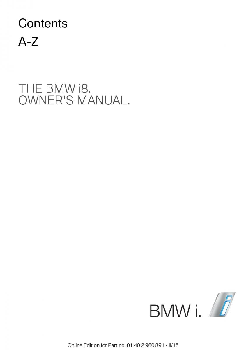 BMW i8 owners manual / page 1