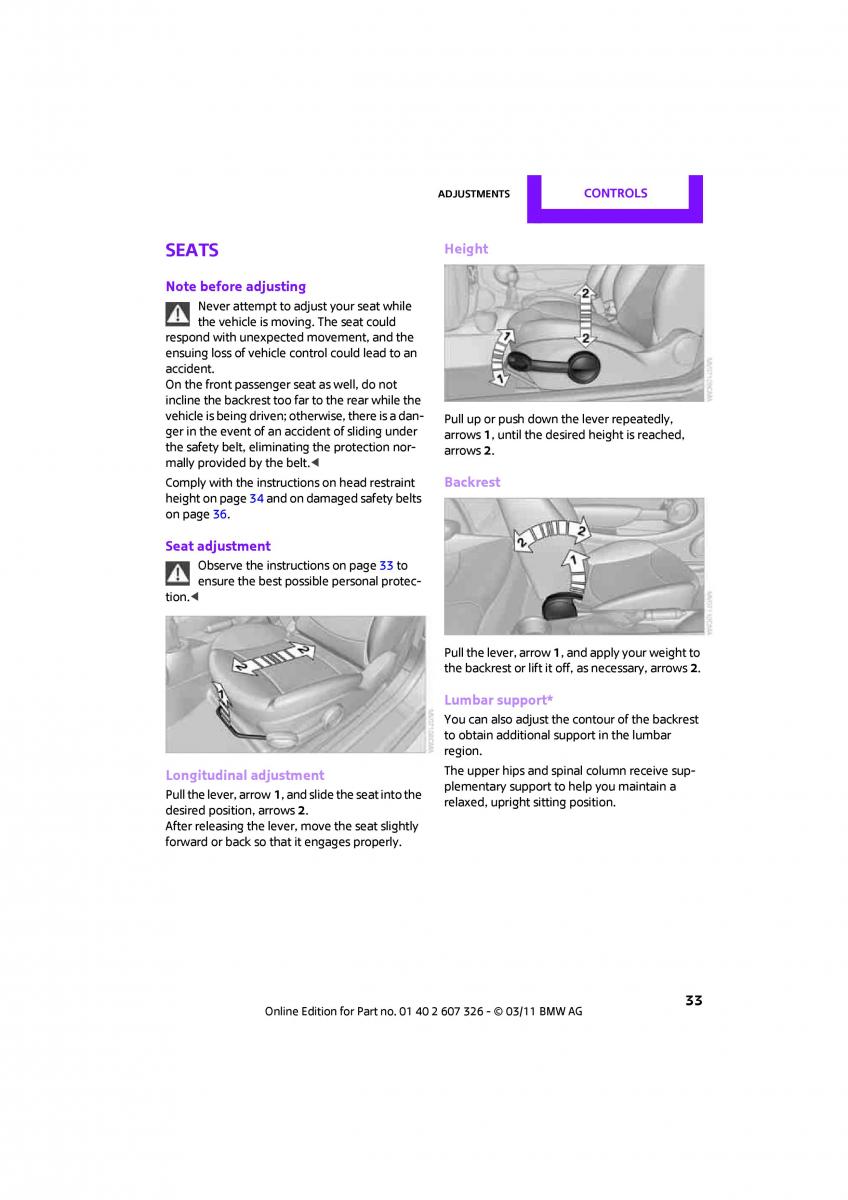 Mini Clubman owners manual / page 35