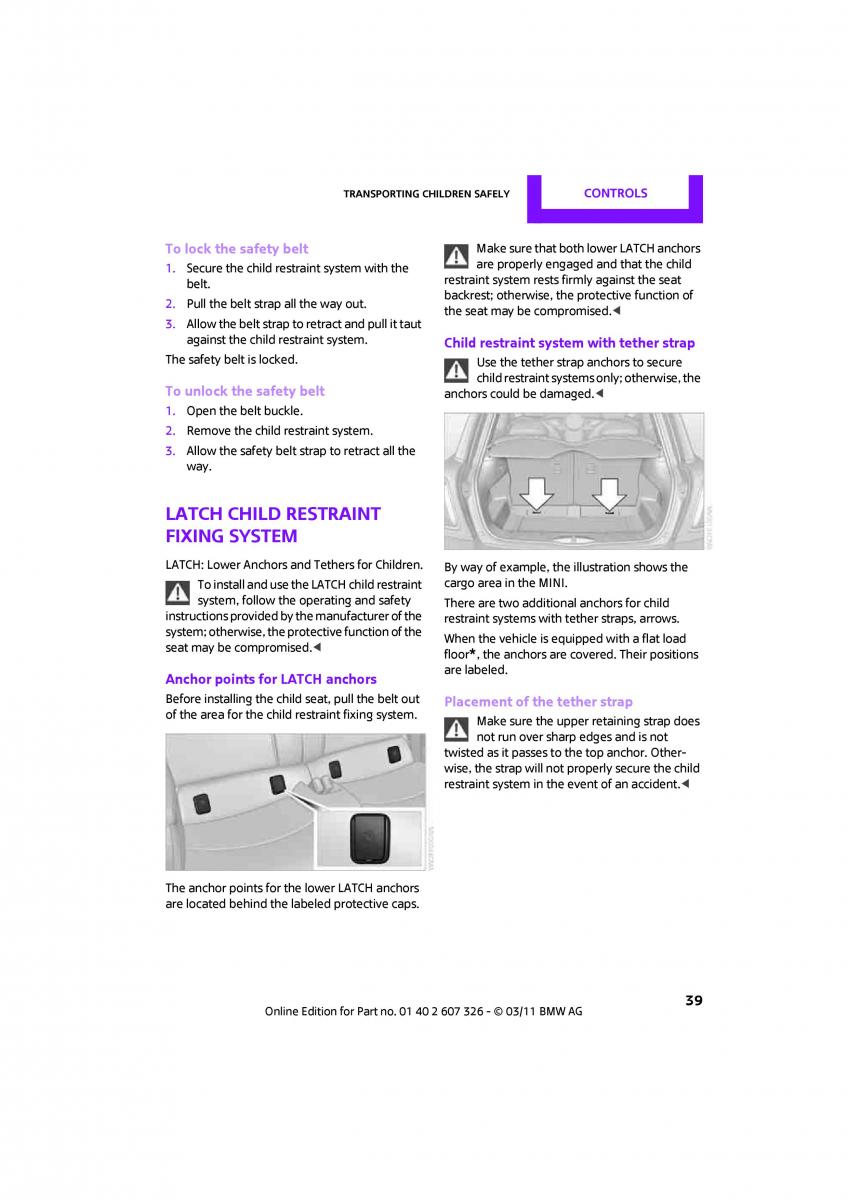 Mini Clubman owners manual / page 41