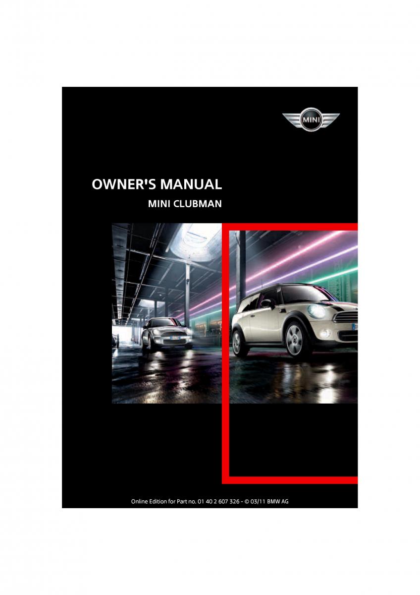 Mini Clubman owners manual / page 1