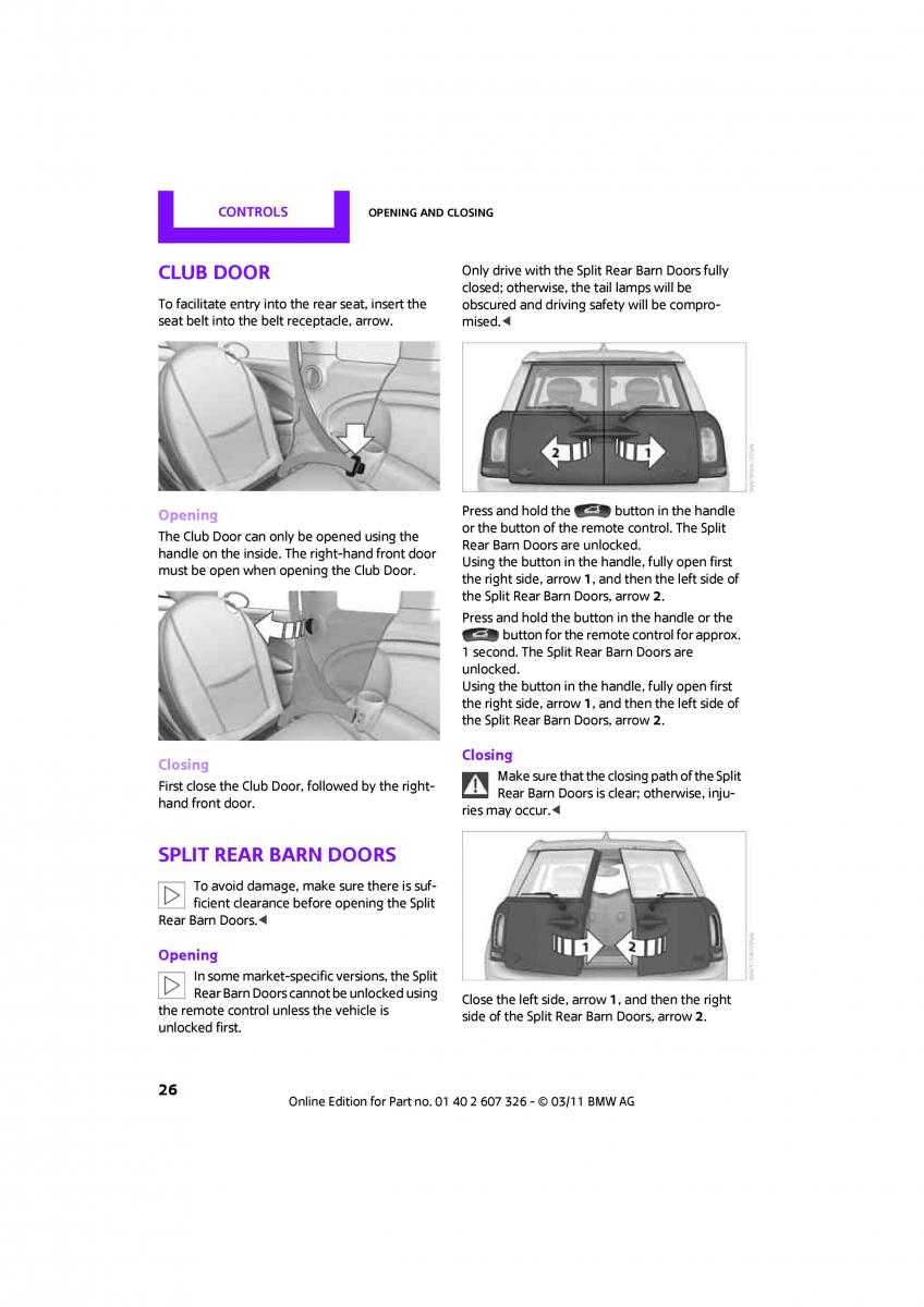 Mini Clubman owners manual / page 28