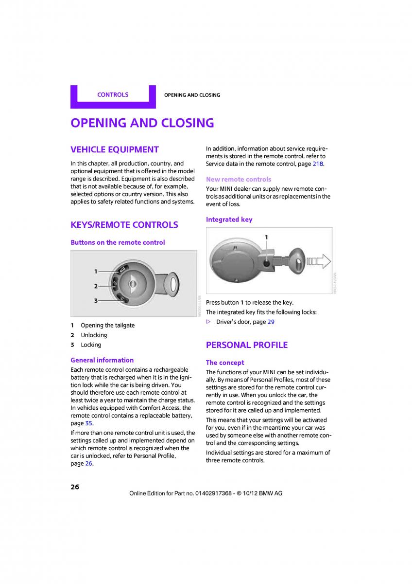 Mini Countryman owners manual / page 27