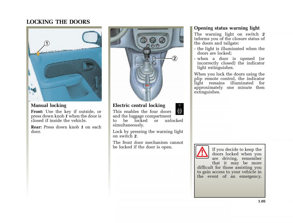 Renault Clio II 2 owners manual / page 13