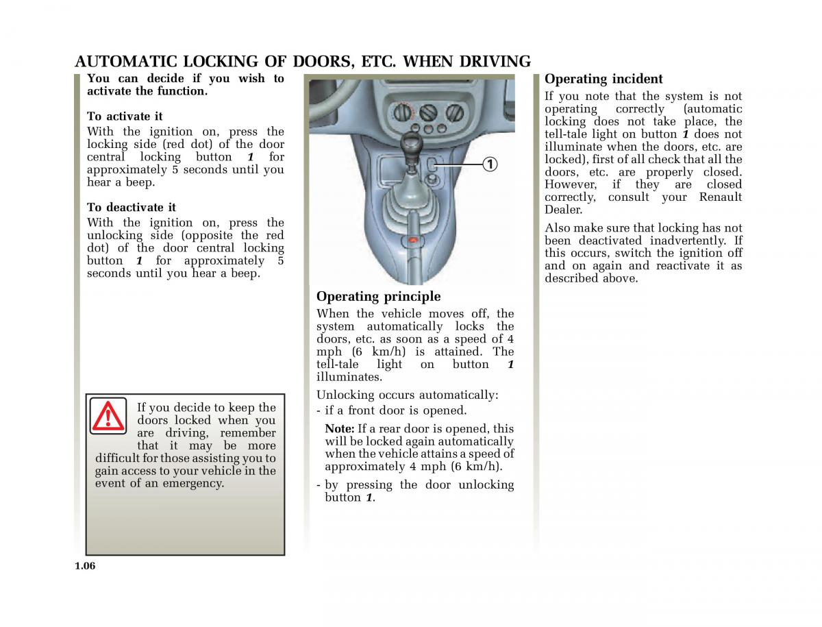 Renault Clio II 2 owners manual / page 14