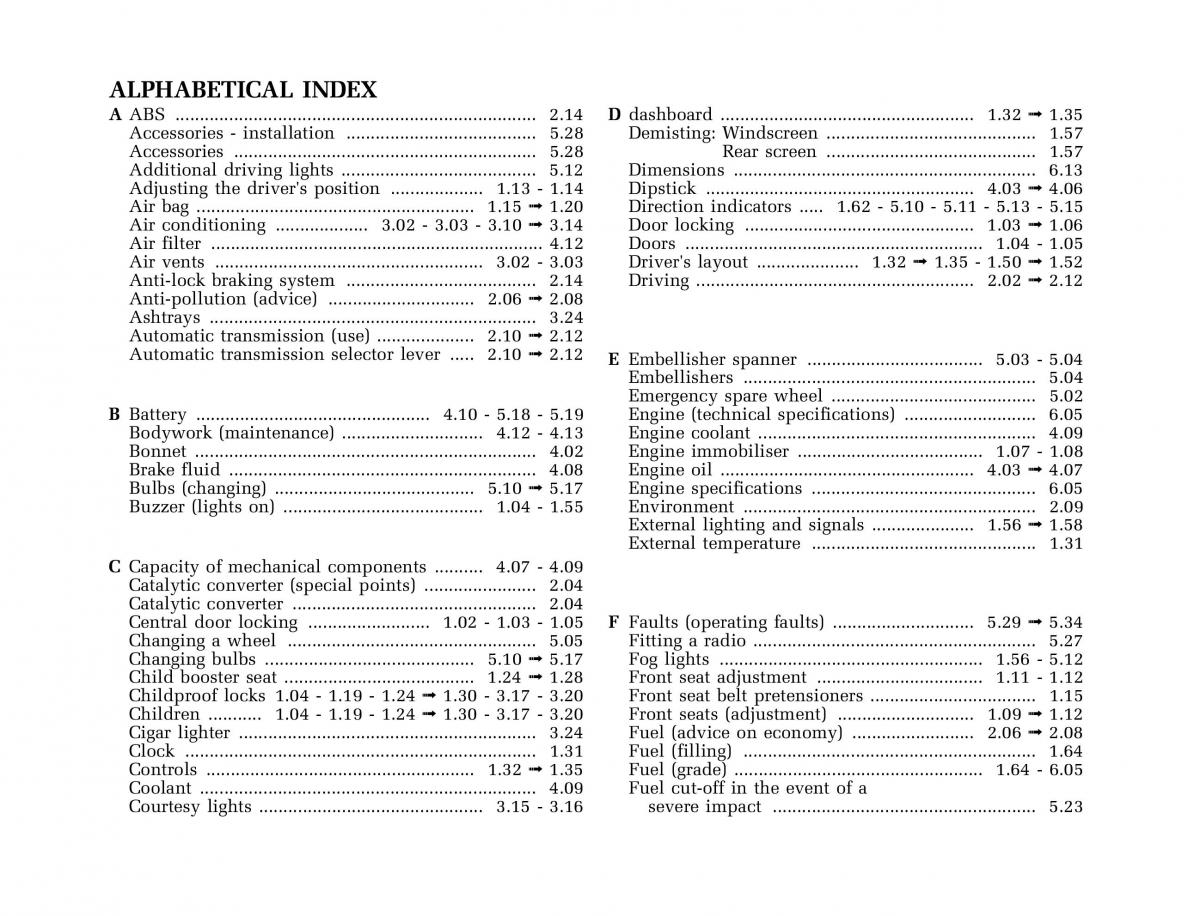 Renault Clio II 2 owners manual / page 180