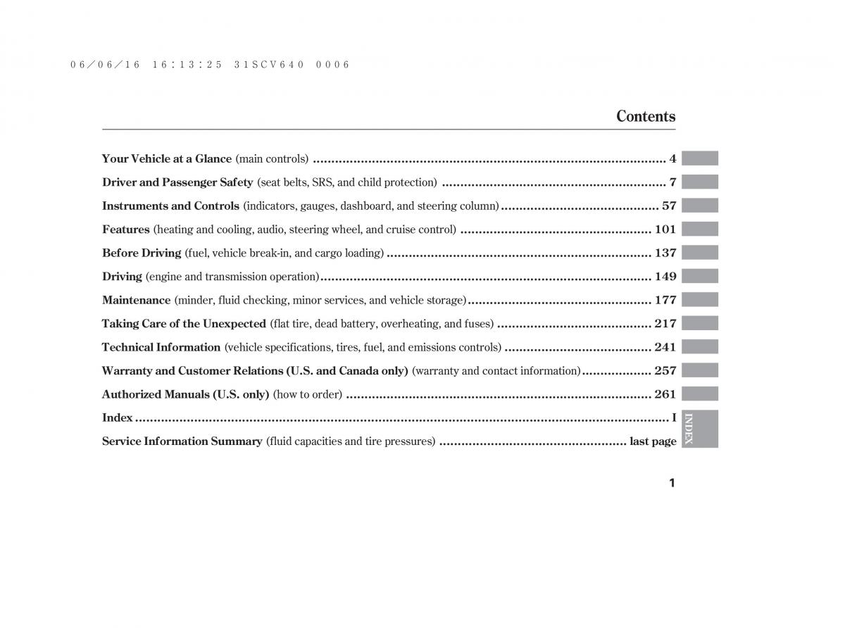 Honda Element owners manual / page 7